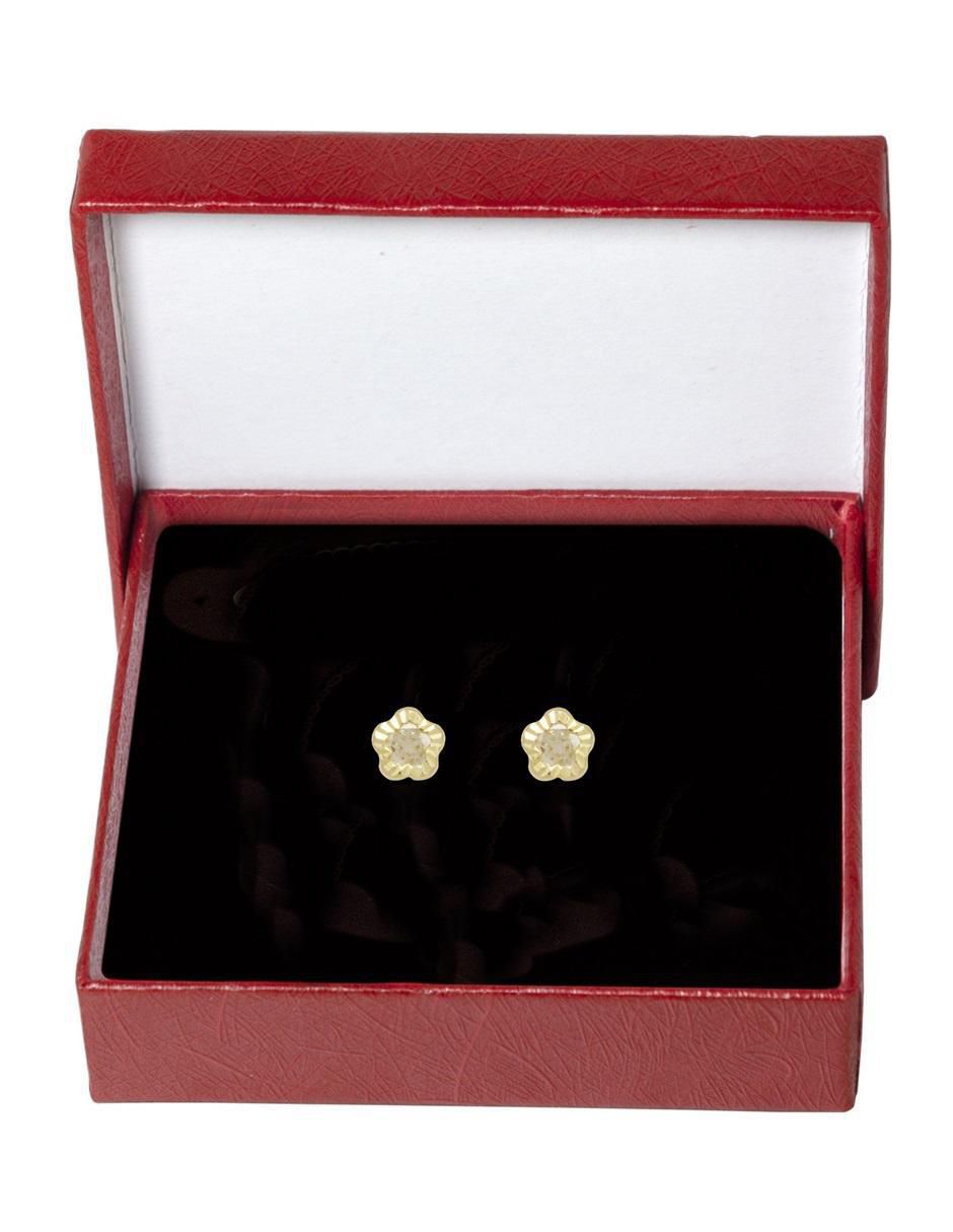 Broqueles de flor de oro con acabado diamantado zirconia 5
