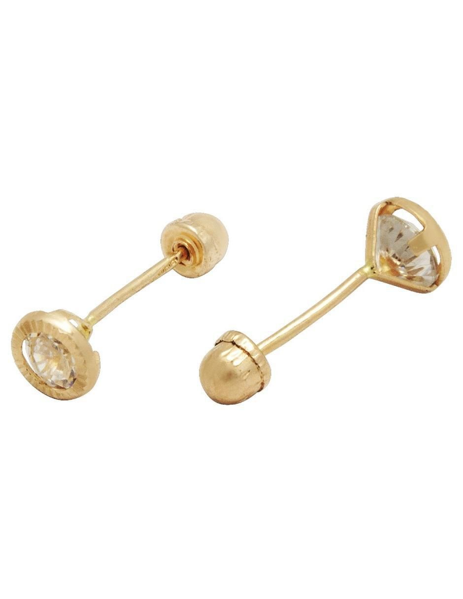 Broqueles circulares de oro con acabado diamantado zirconia 4