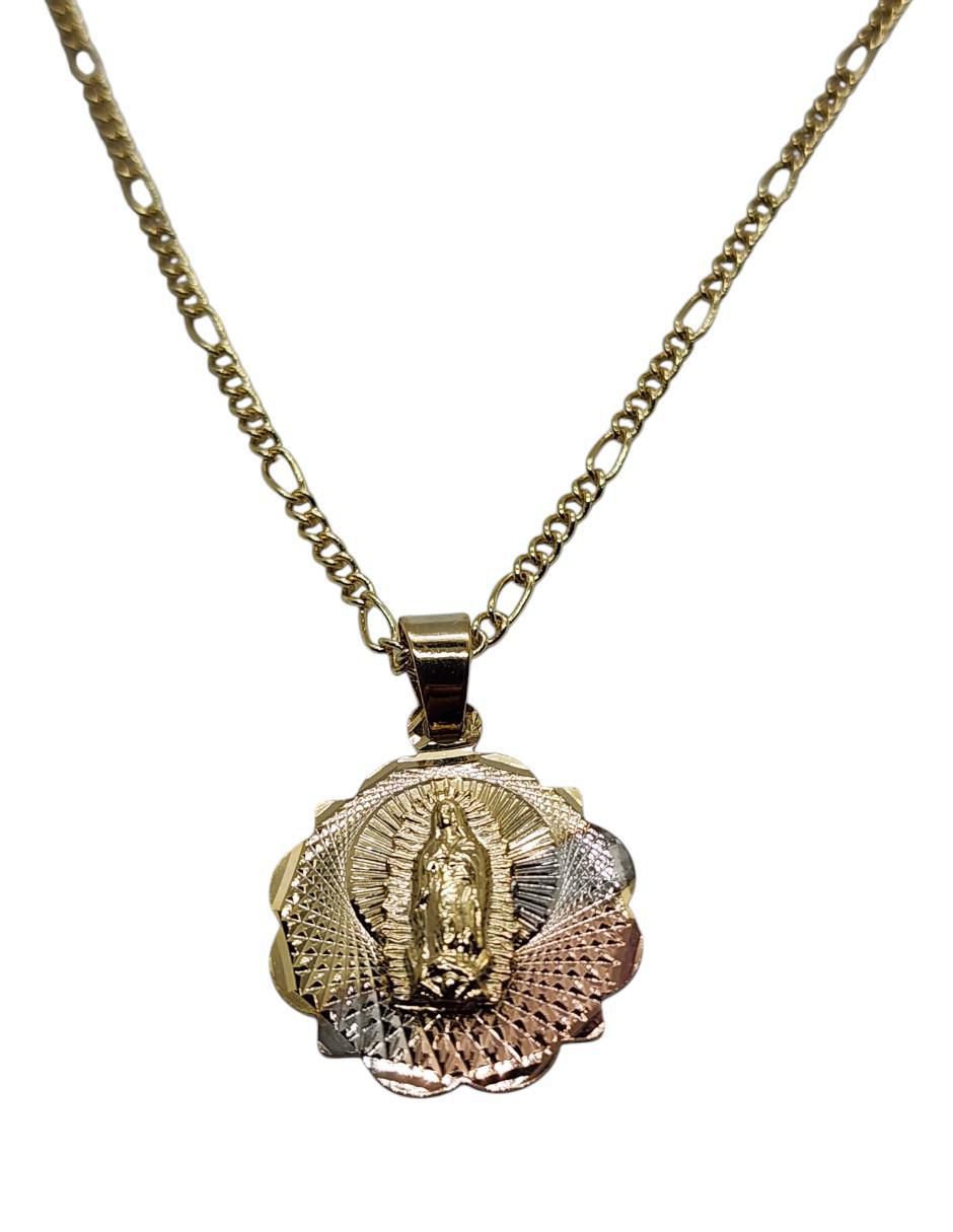 Medalla y cadena virgen de guadalupe de oro laminado 14 K Medalla y cadena virgen de guadalupe de oro laminado 14 K