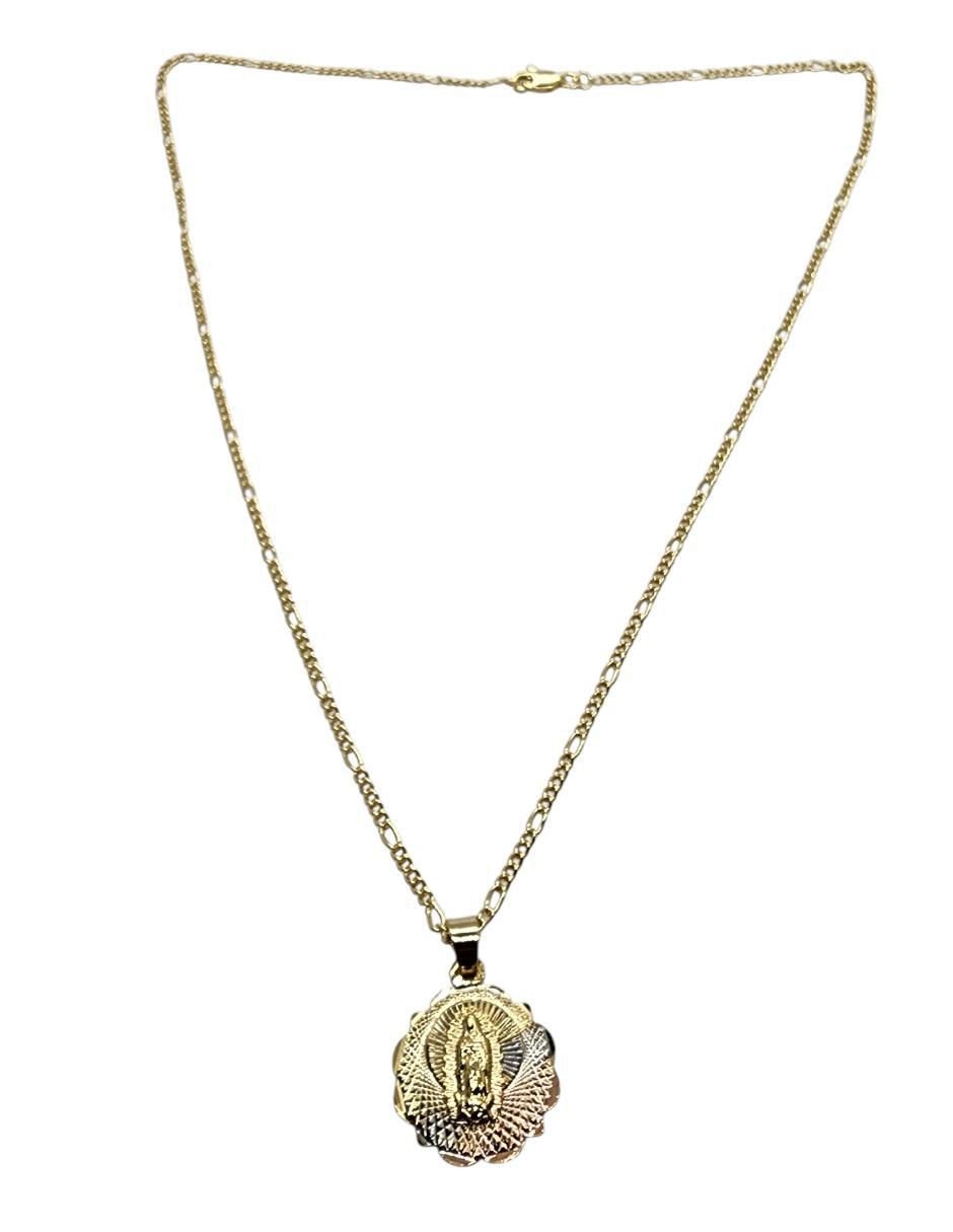 Medalla y cadena virgen de guadalupe de oro laminado 14 K 2