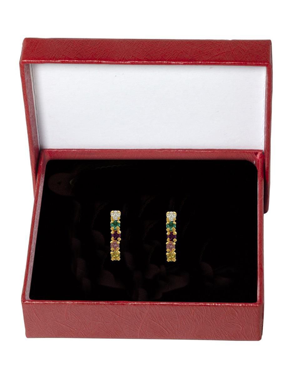 Broqueles de barra de oro con acabado brillante zirconia 4