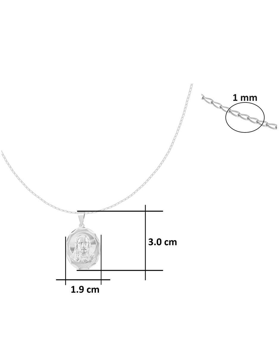 Medalla y cadena Jesús de Nazaret ovalada de plata P 925 5