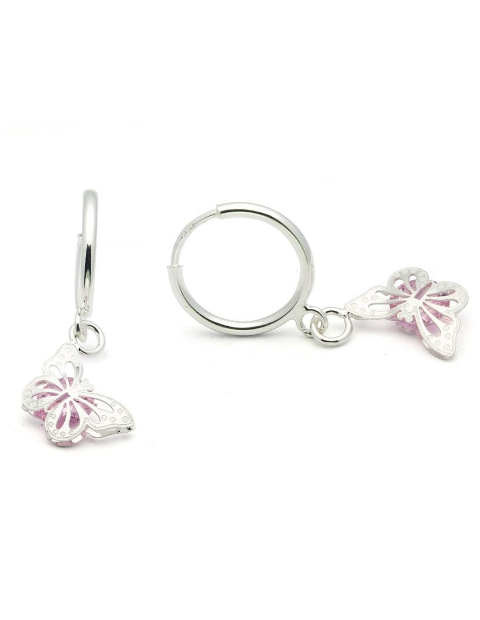 Aretes de mariposa de plata P 925 con acabado brillante zirconia 2
