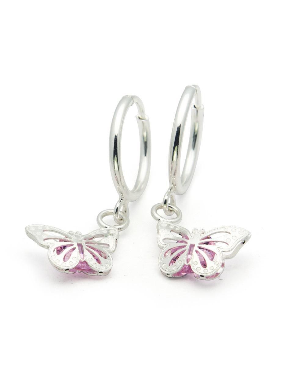 Aretes de mariposa de plata P 925 con acabado brillante zirconia 4
