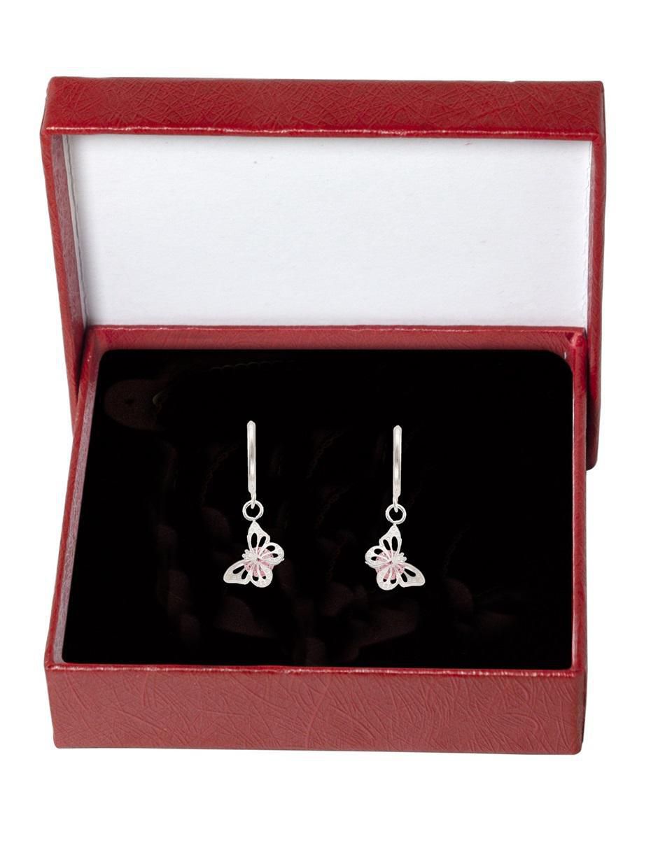 Aretes de mariposa de plata P 925 con acabado brillante zirconia 5