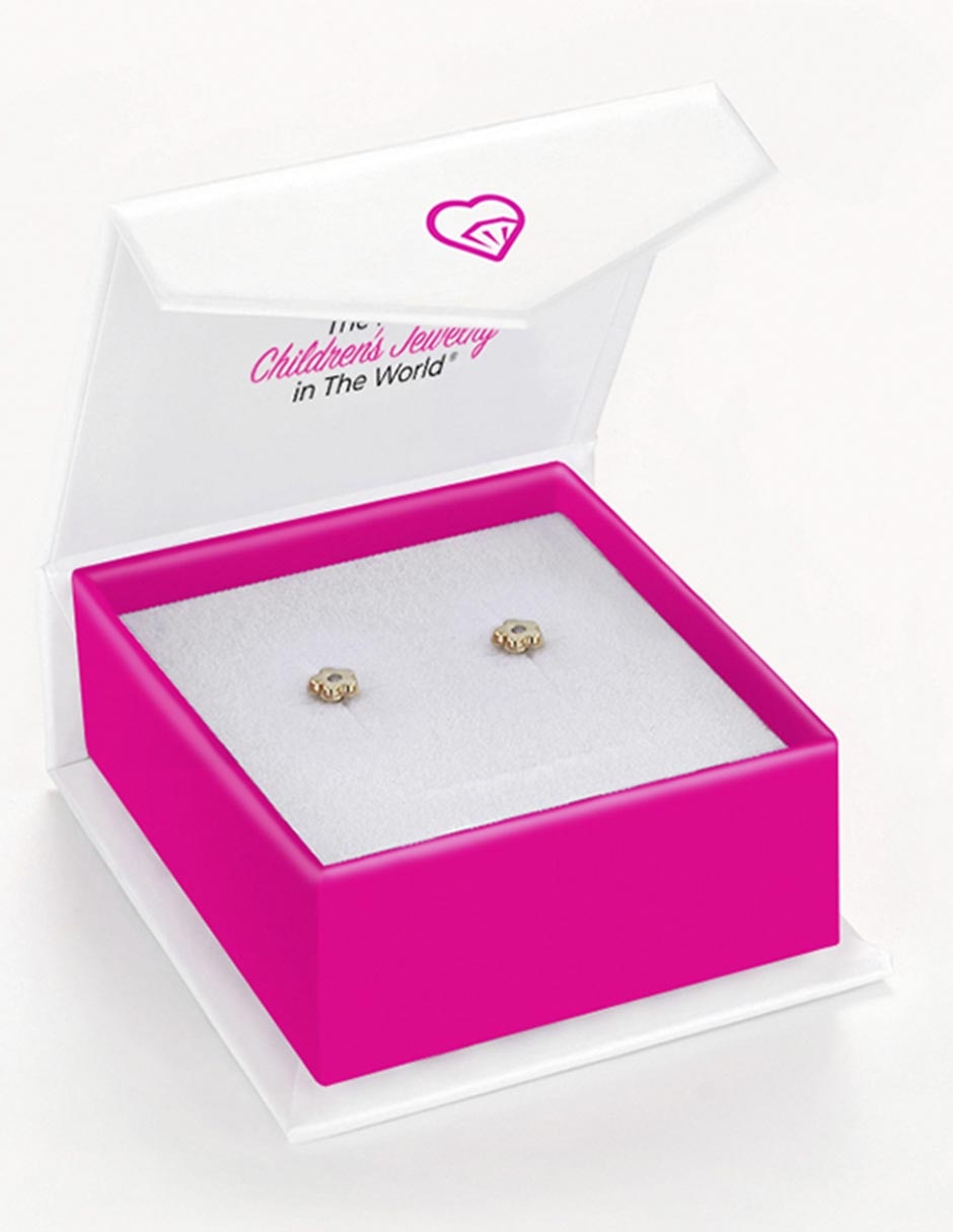 Aretes de flor de oro amarillo con acabado brillante 5