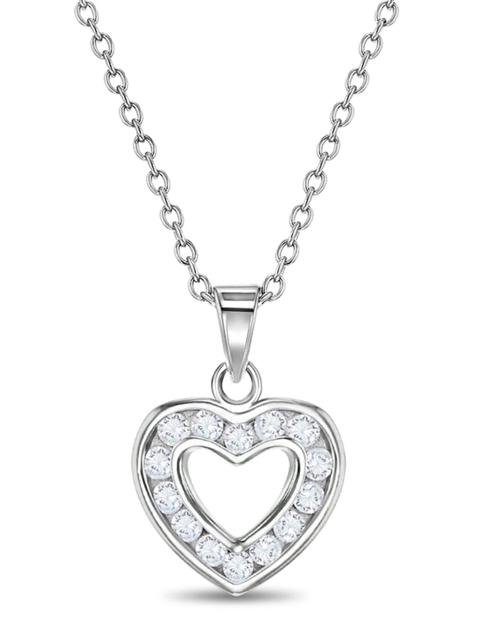 Medalla y cadena de corazón de plata P 925