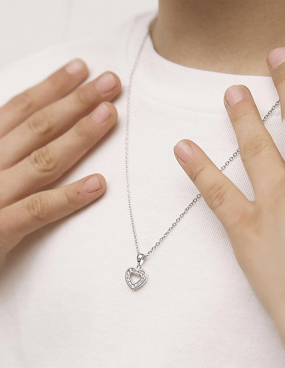 Medalla y cadena de corazón de plata P 925 3