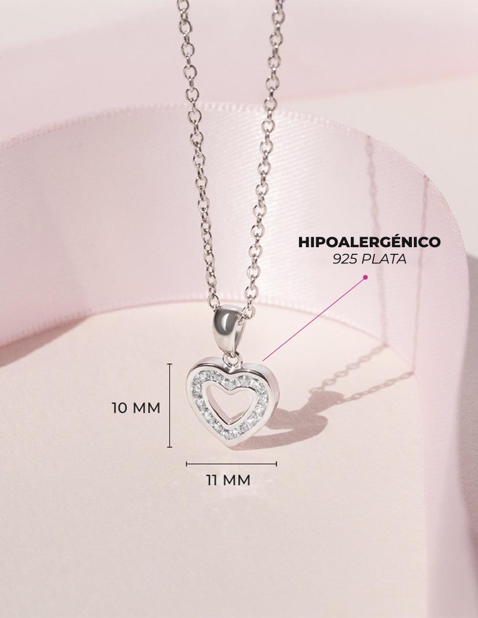 Medalla y cadena de corazón de plata P 925 4