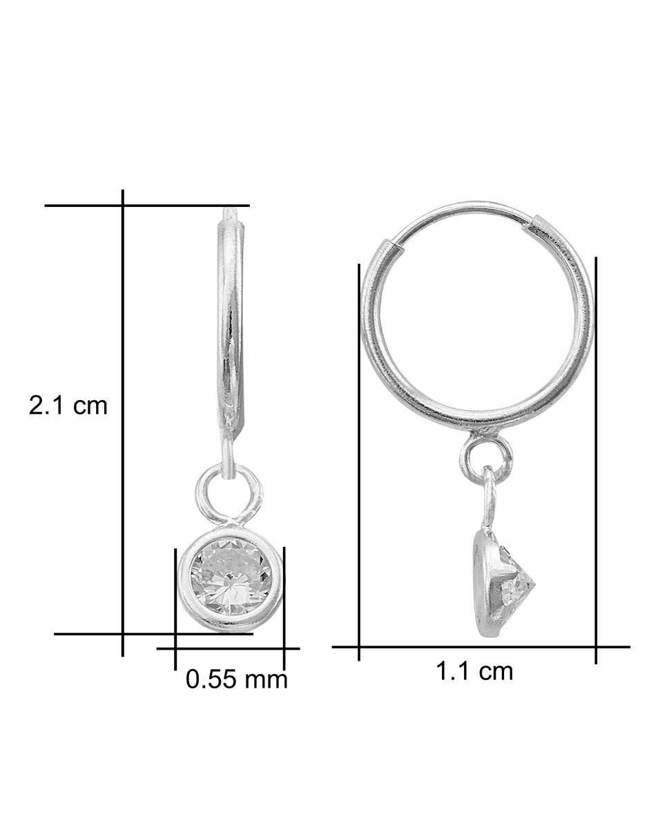 Aretes redondos de plata P 925 con acabado brillante zirconia 7
