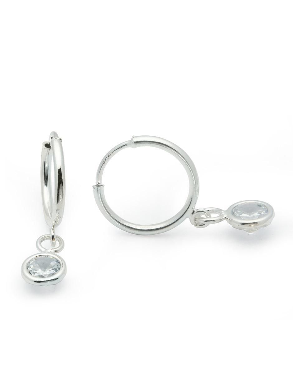 Aretes redondos de plata P 925 con acabado brillante zirconia 4