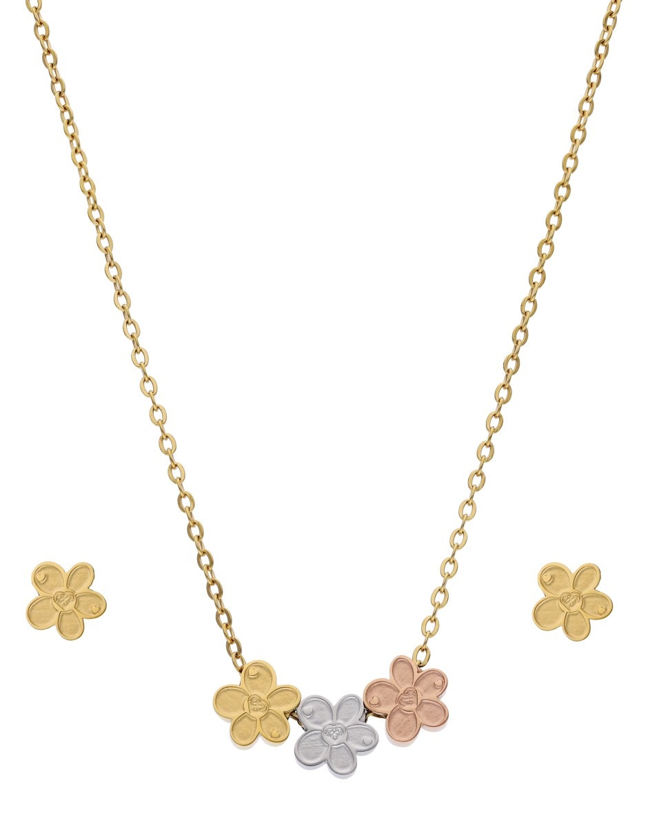 Aretes y collar de flor