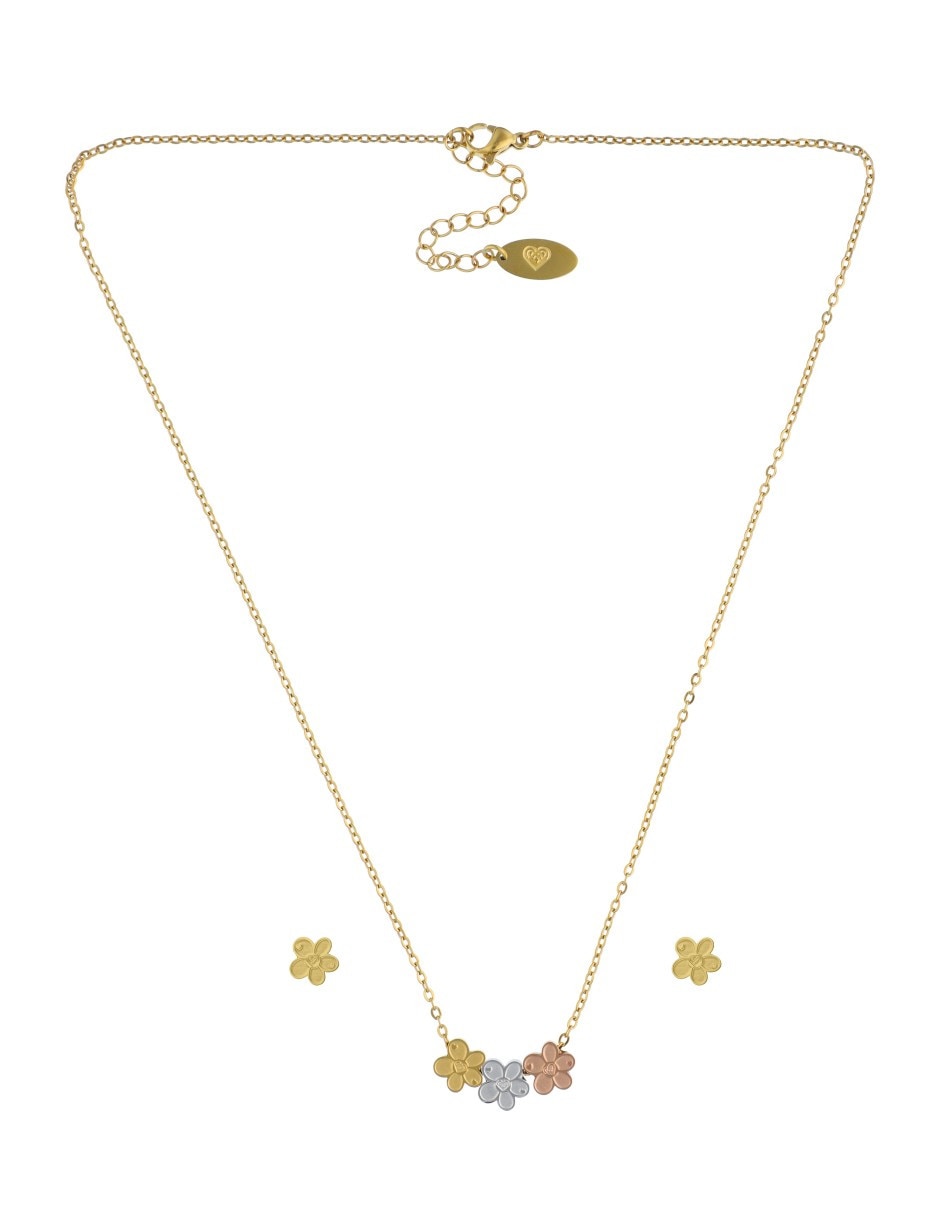 Aretes y collar de flor 2