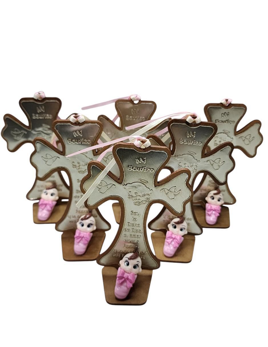 Set cruz de madera de recuerdo para bautizo 2