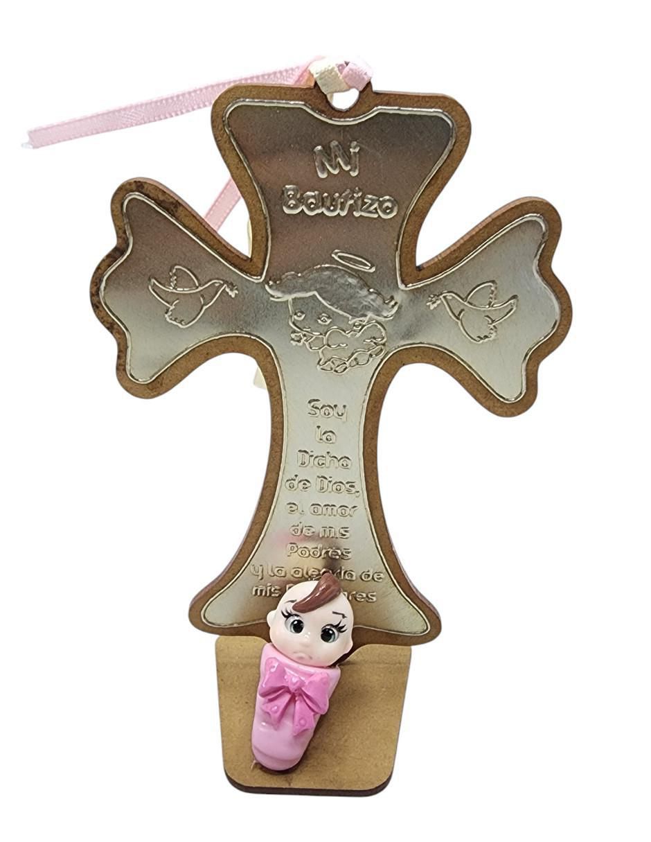 Set cruz de madera de recuerdo para bautizo 3