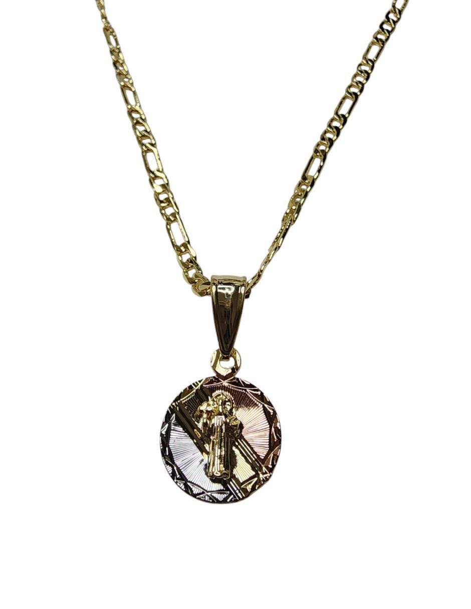 Medalla y cadena san benito de oro laminado 14 K Medalla y cadena san benito de oro laminado 14 K
