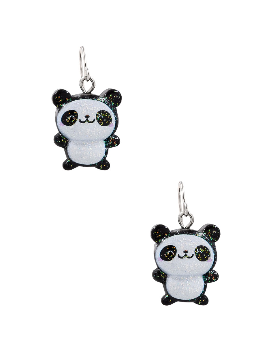 Aretes de panda con acabado brillante