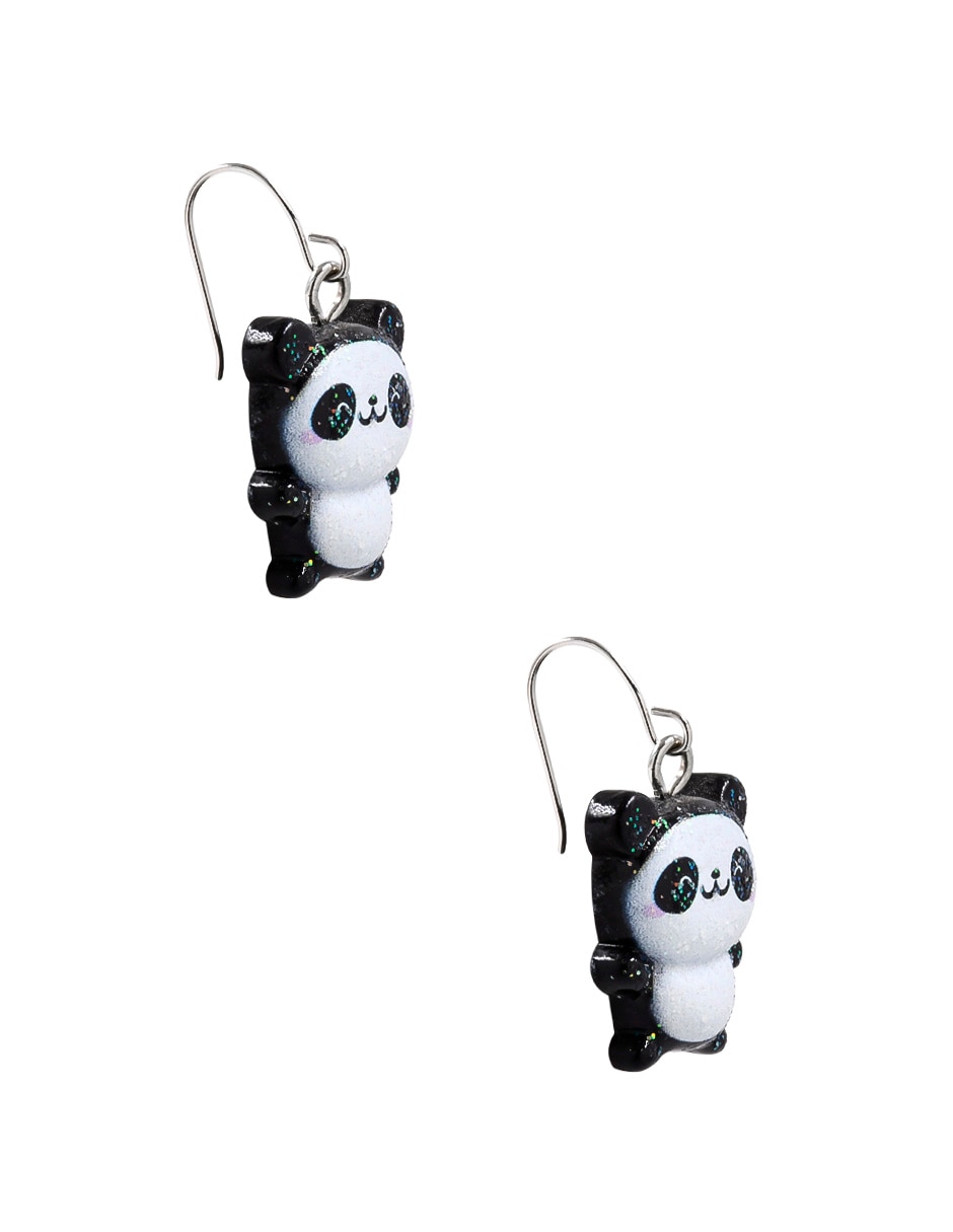 Aretes de panda con acabado brillante 2
