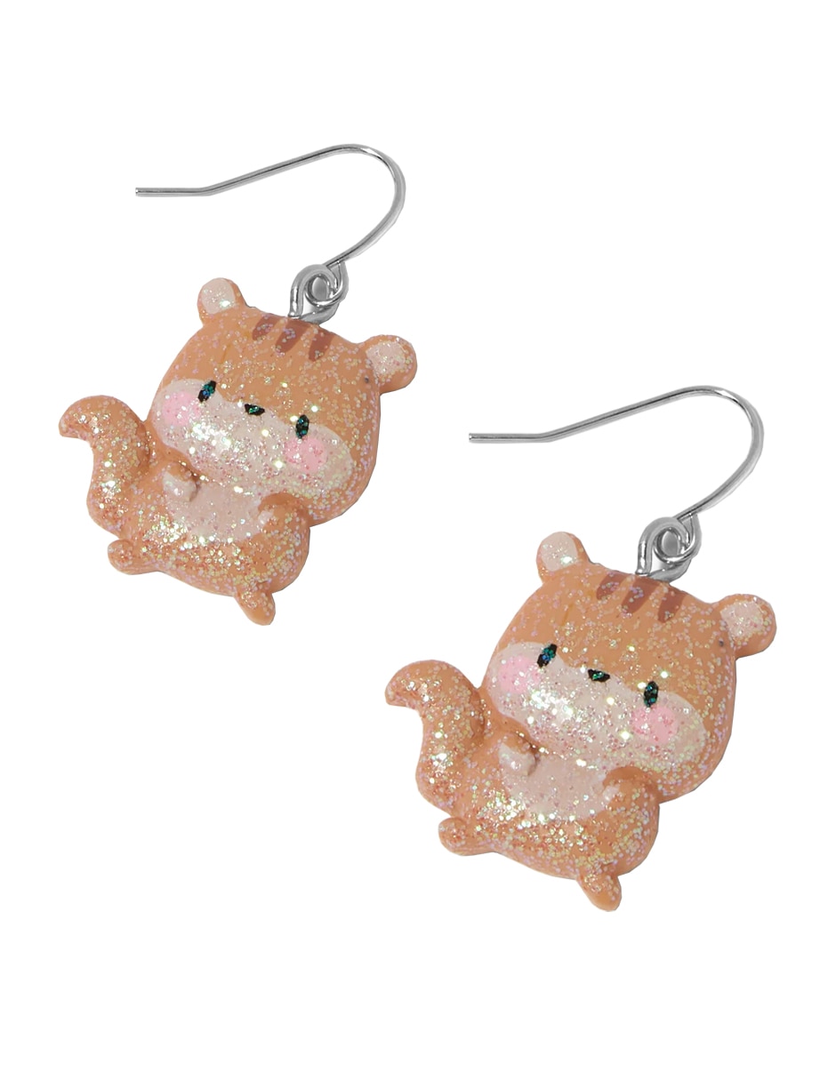 Aretes de ardilla con acabado brillante