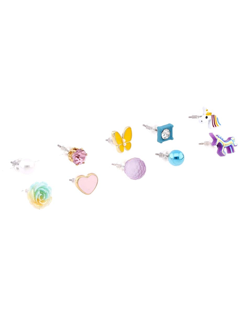 Set de aretes cortos con acabado brillante 2
