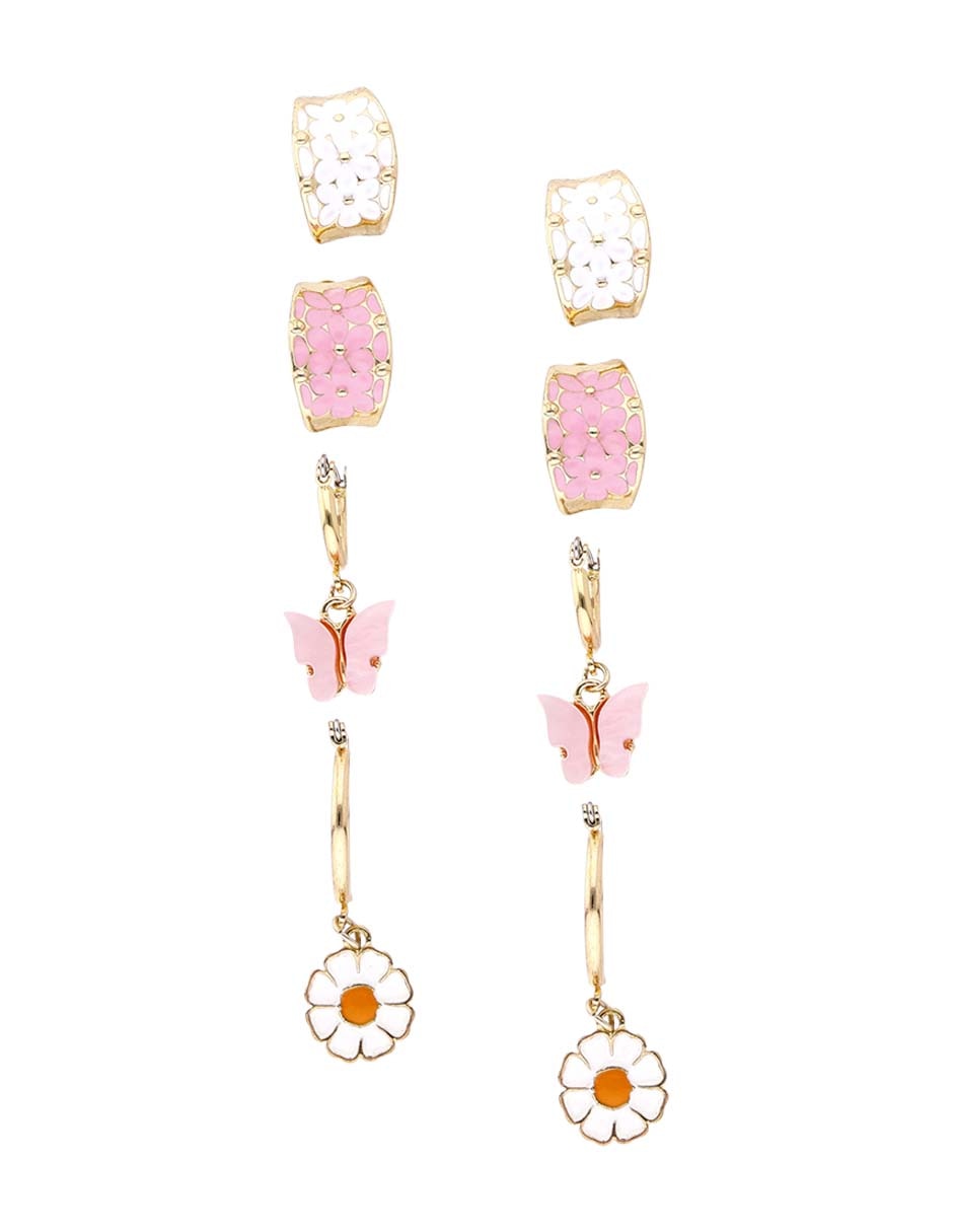 Set de aretes con acabado brillante