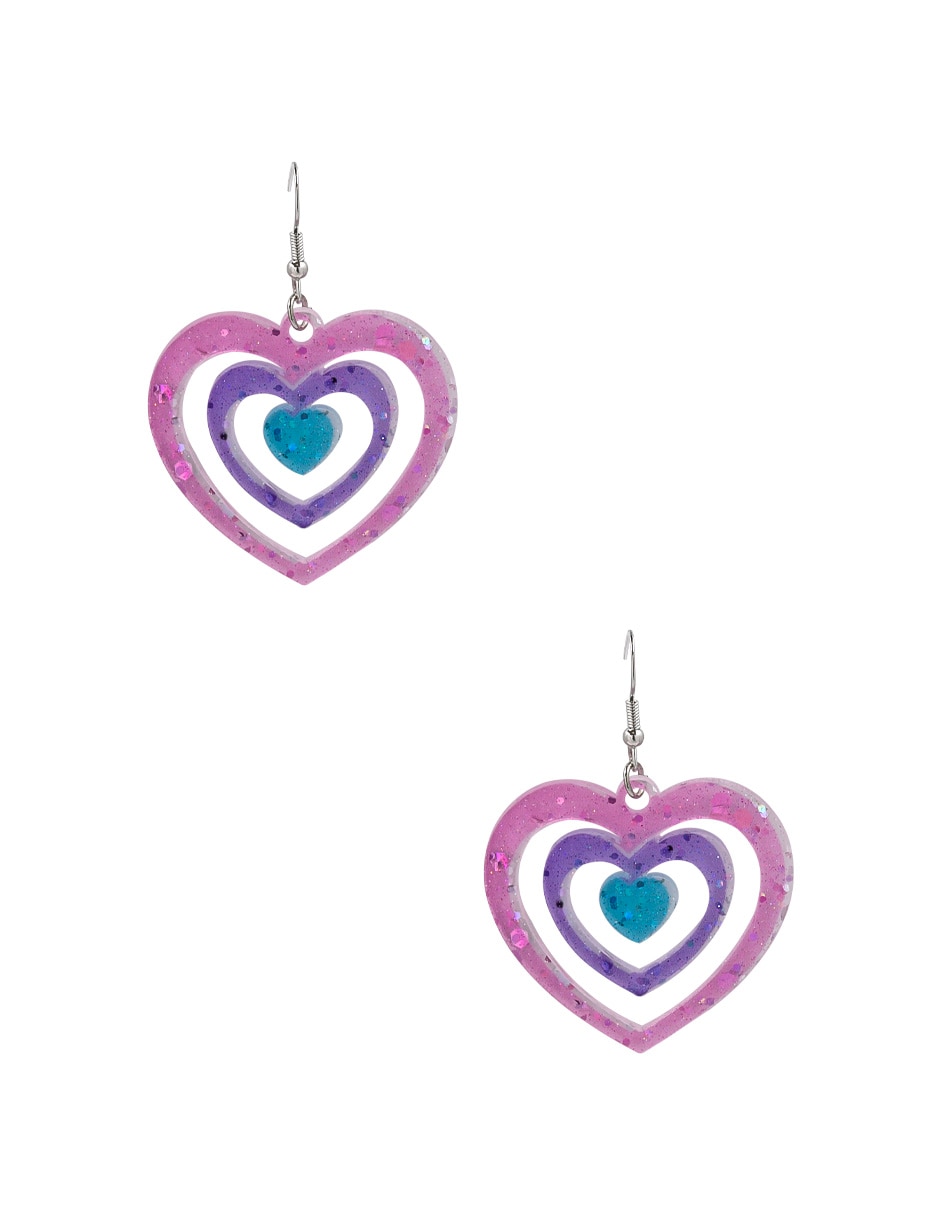 Aretes de corazón con acabado brillante
