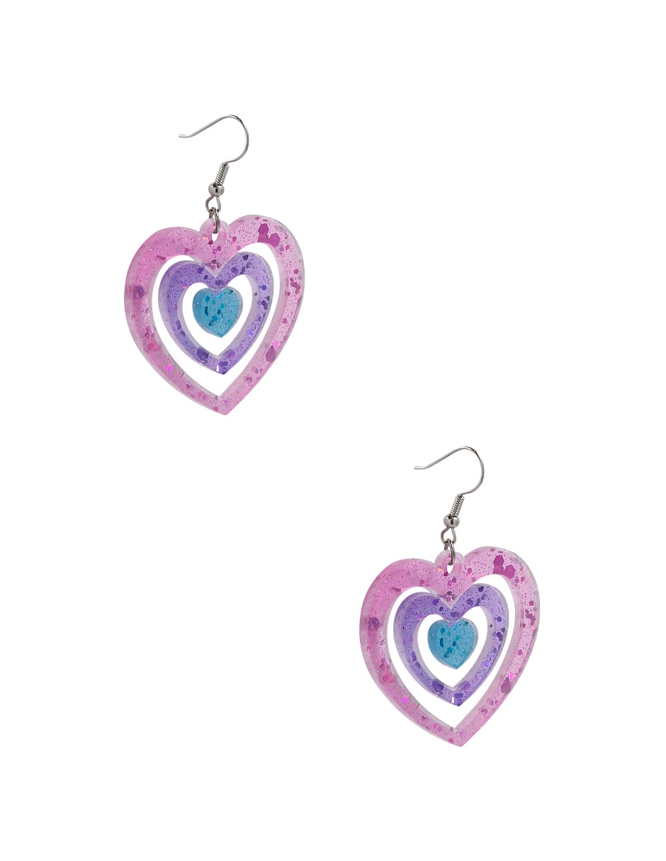 Aretes de corazón con acabado brillante 2
