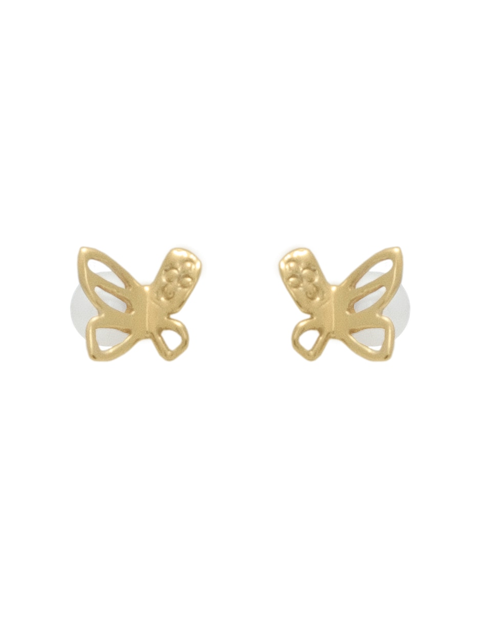 Broqueles de mariposa Solo Básico de oro amarillo 14 k con acabado pulido perla