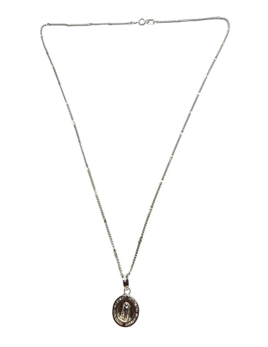 Medalla y cadena Virgen de Guadalupe de plata P 925 3