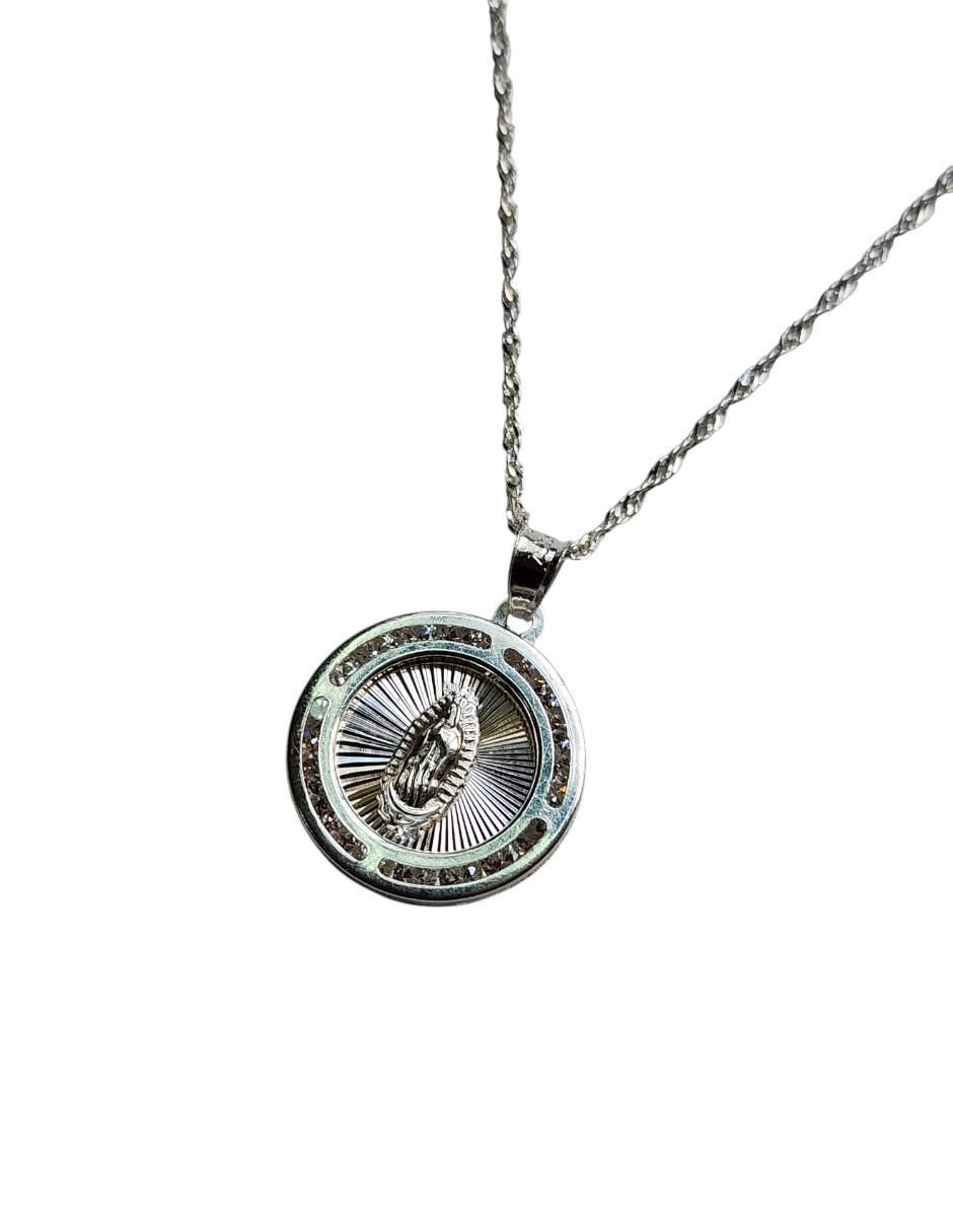Medalla y cadena virgen de guadalupe de plata P 925 3