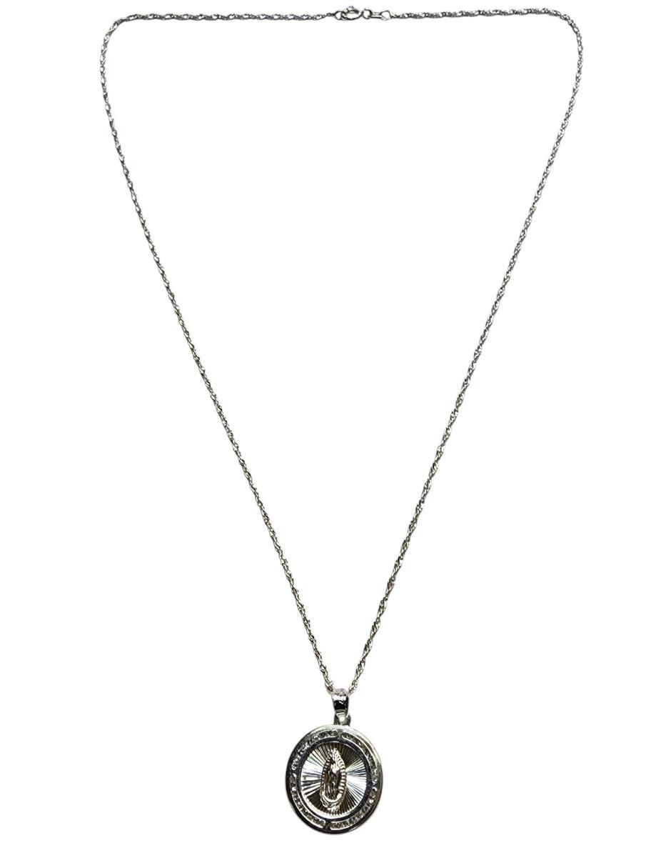 Medalla y cadena virgen de guadalupe de plata P 925 4
