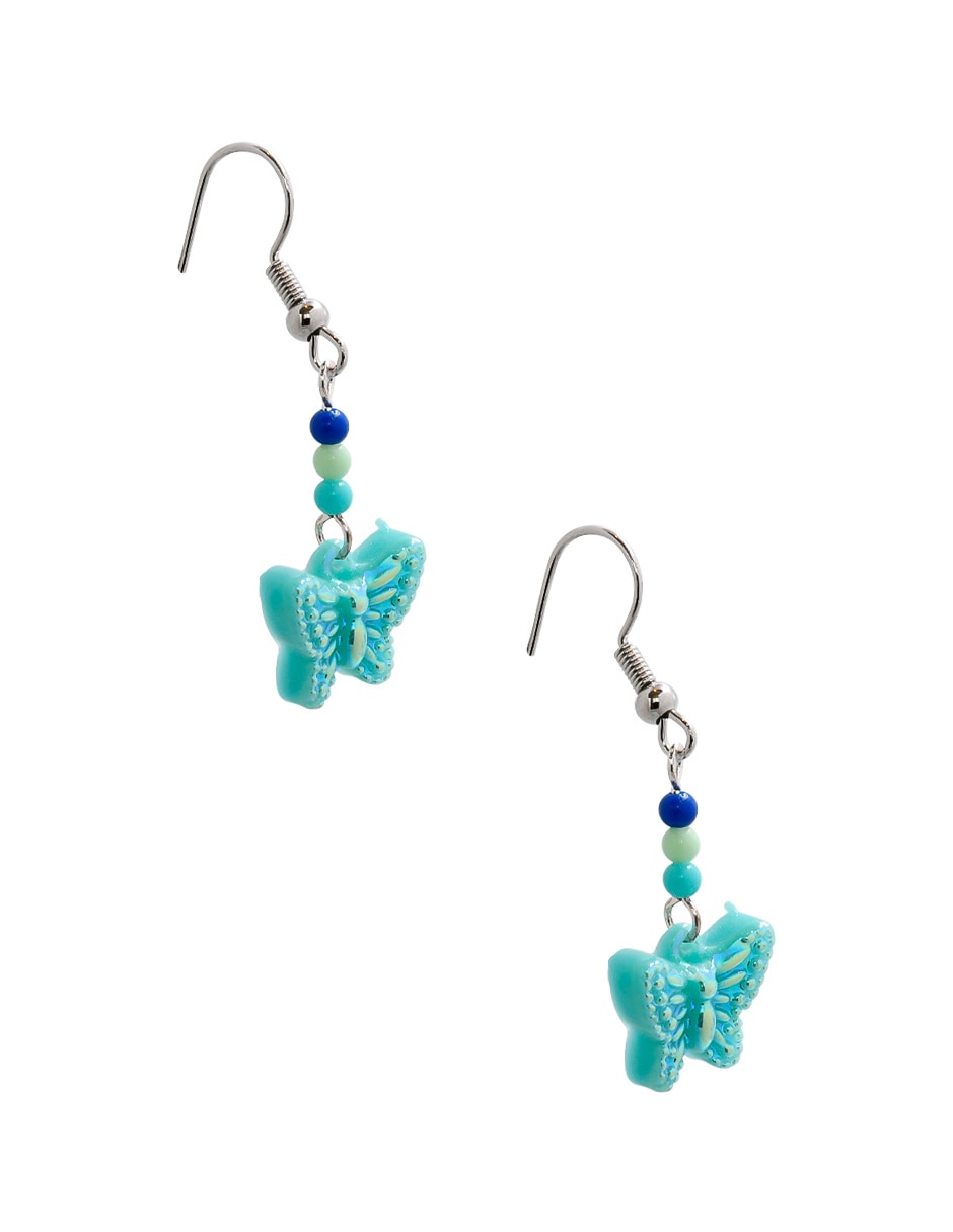 Aretes largos de mariposa con acabado brillante 2