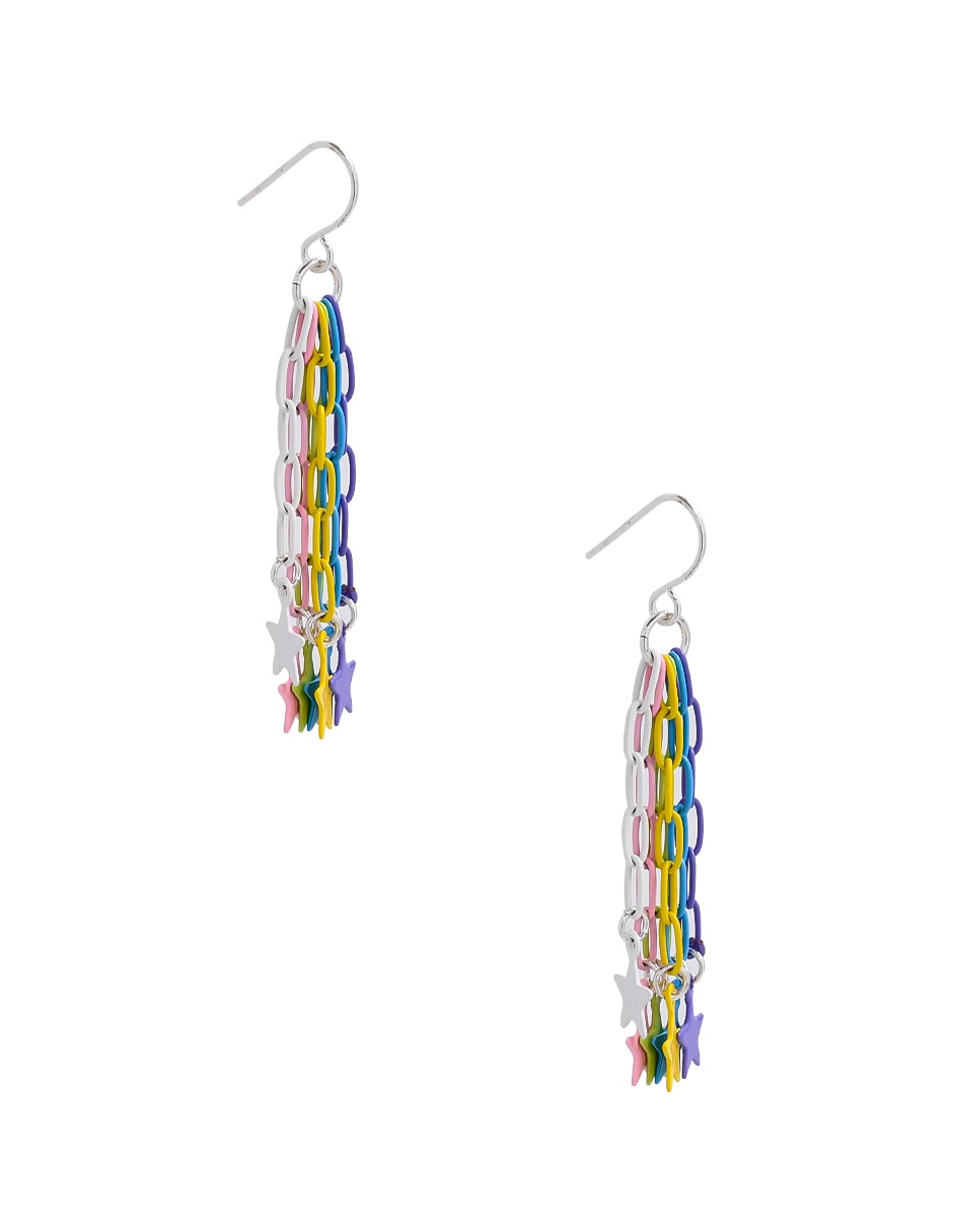 Aretes largos de estrella con acabado mate 2