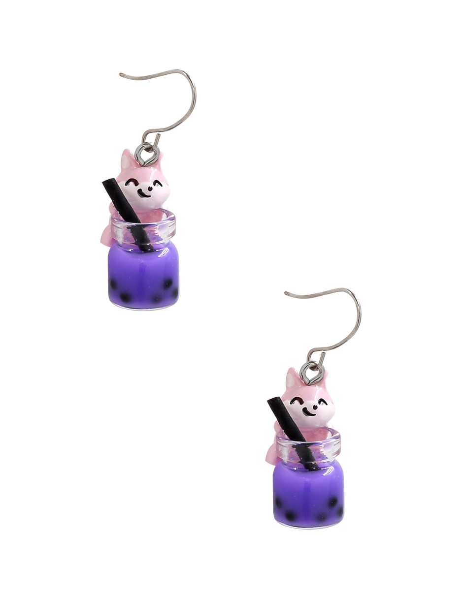 Aretes cortos de perro con acabado brillante 2