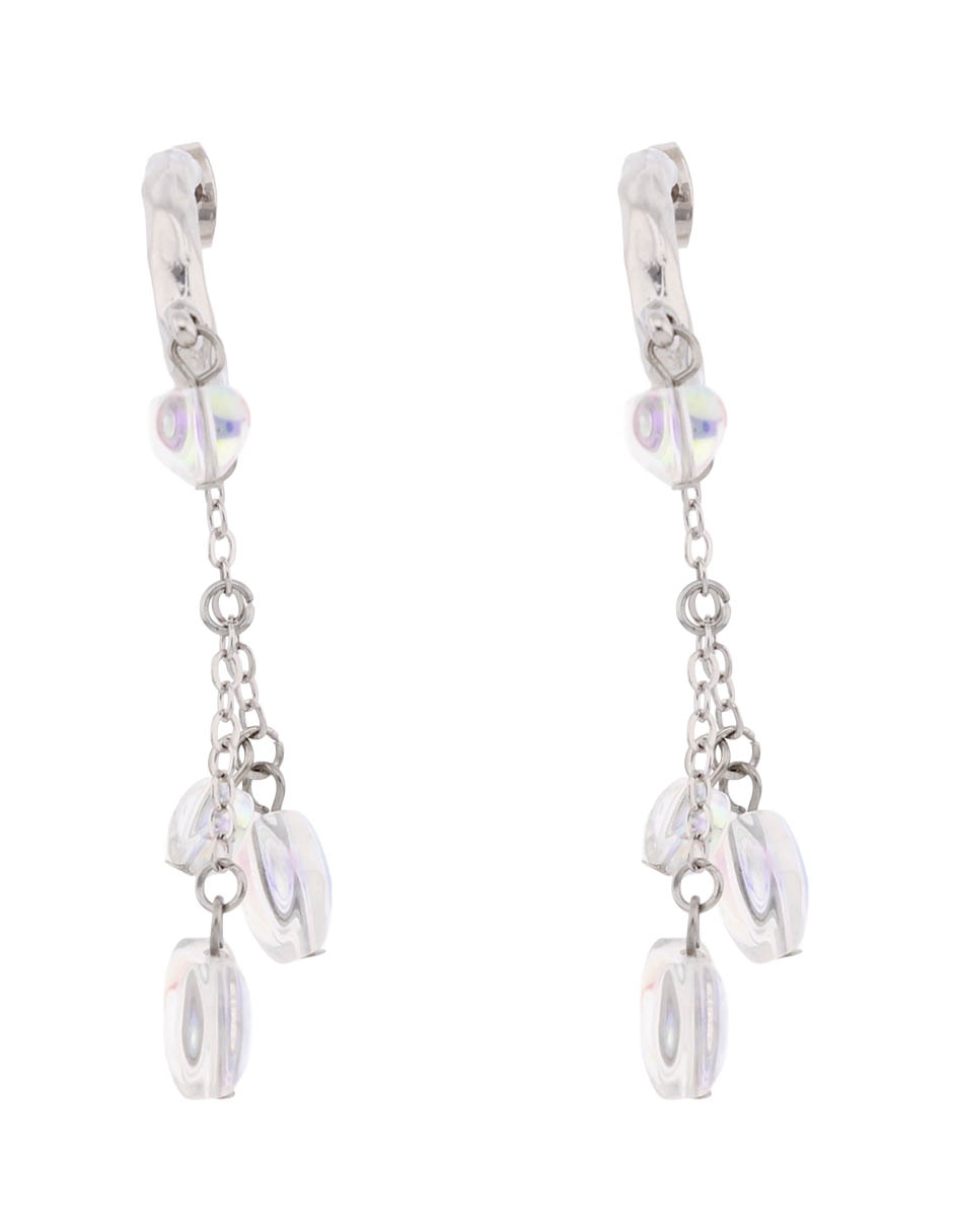 Aretes largos de corazón con acabado brillante