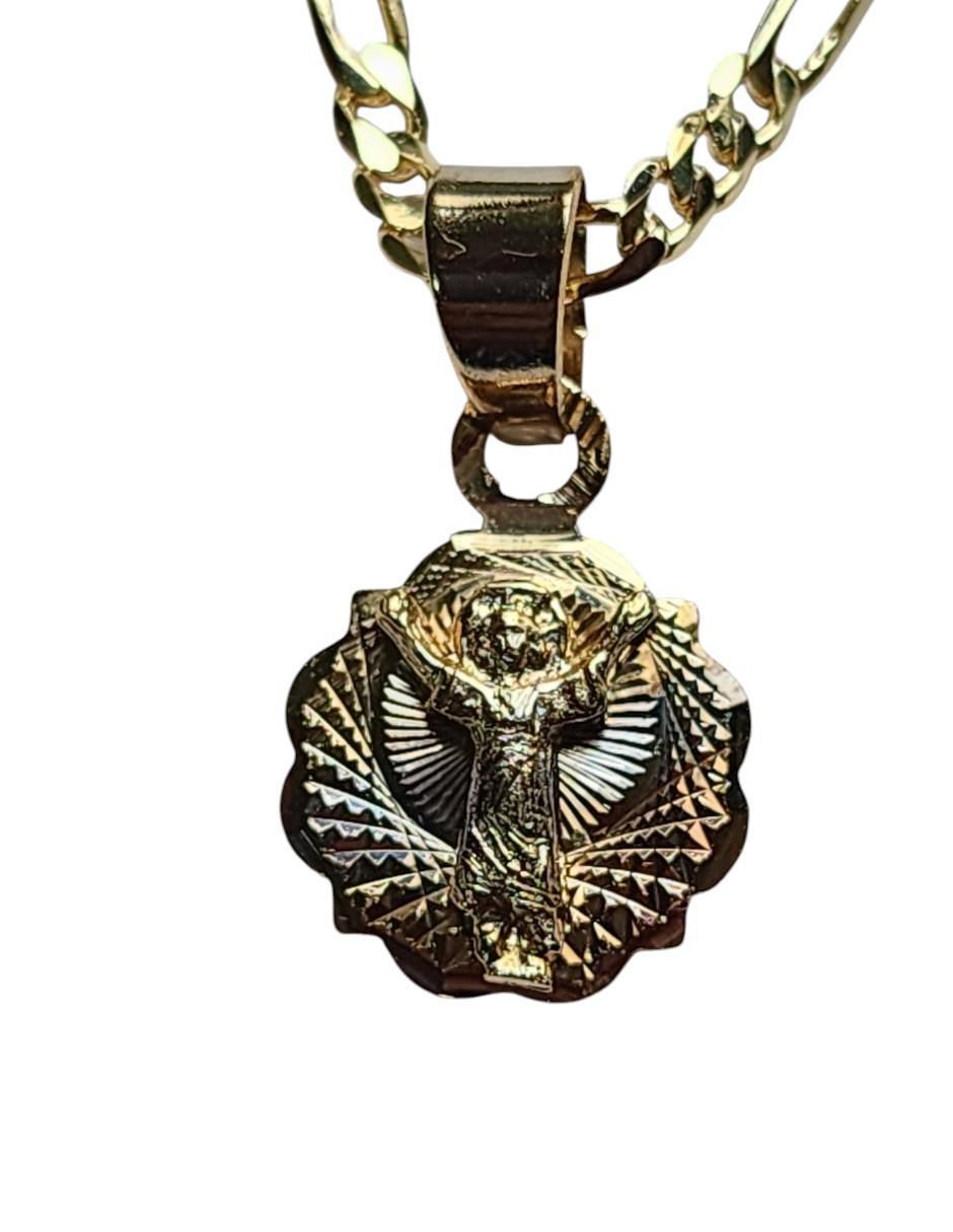 Medalla y cadena de oro laminado 14 K Medalla y cadena de oro laminado 14 K