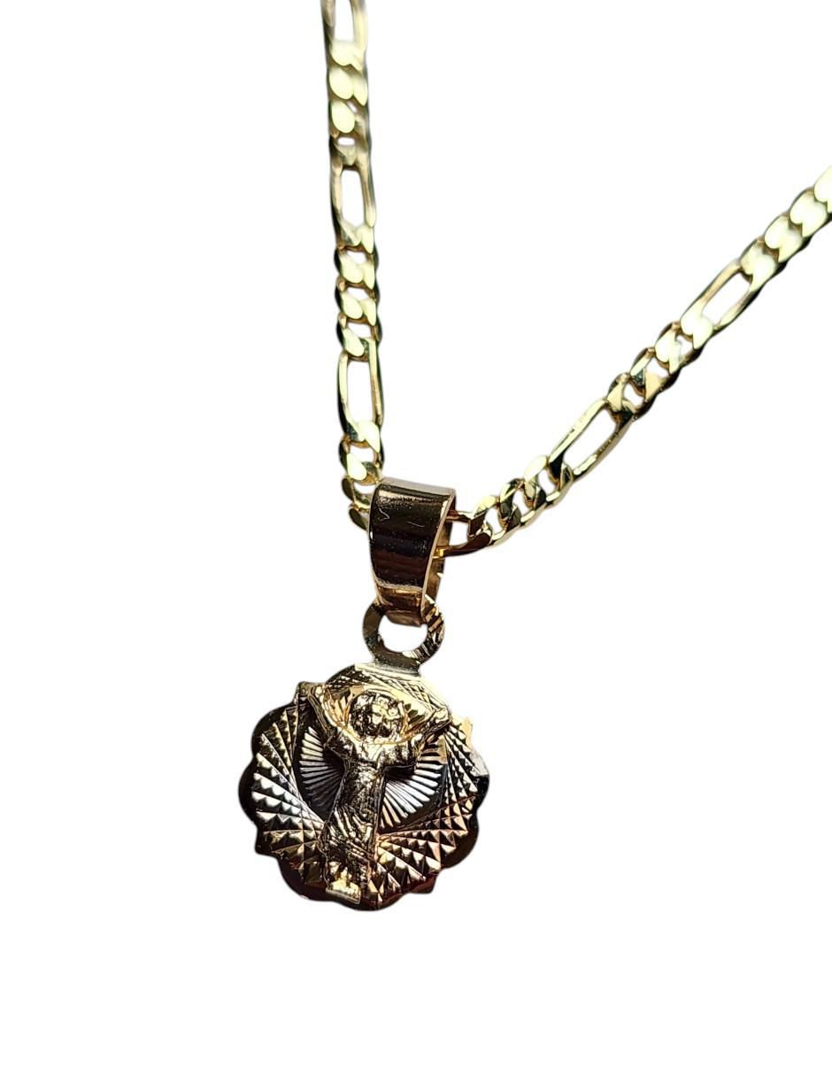 Medalla y cadena de oro laminado 14 K 2