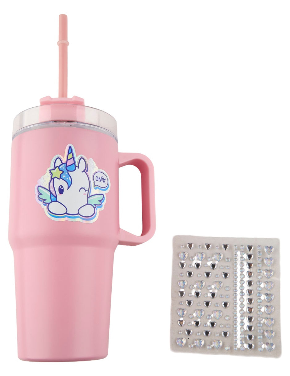 Vaso con tapa y popote