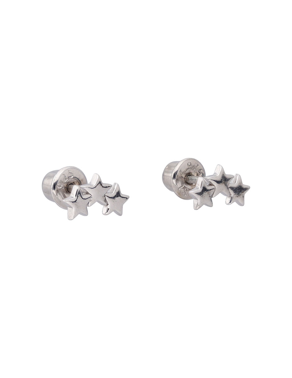 Aretes cortos de estrella de plata P 925 con acabado pulido 2