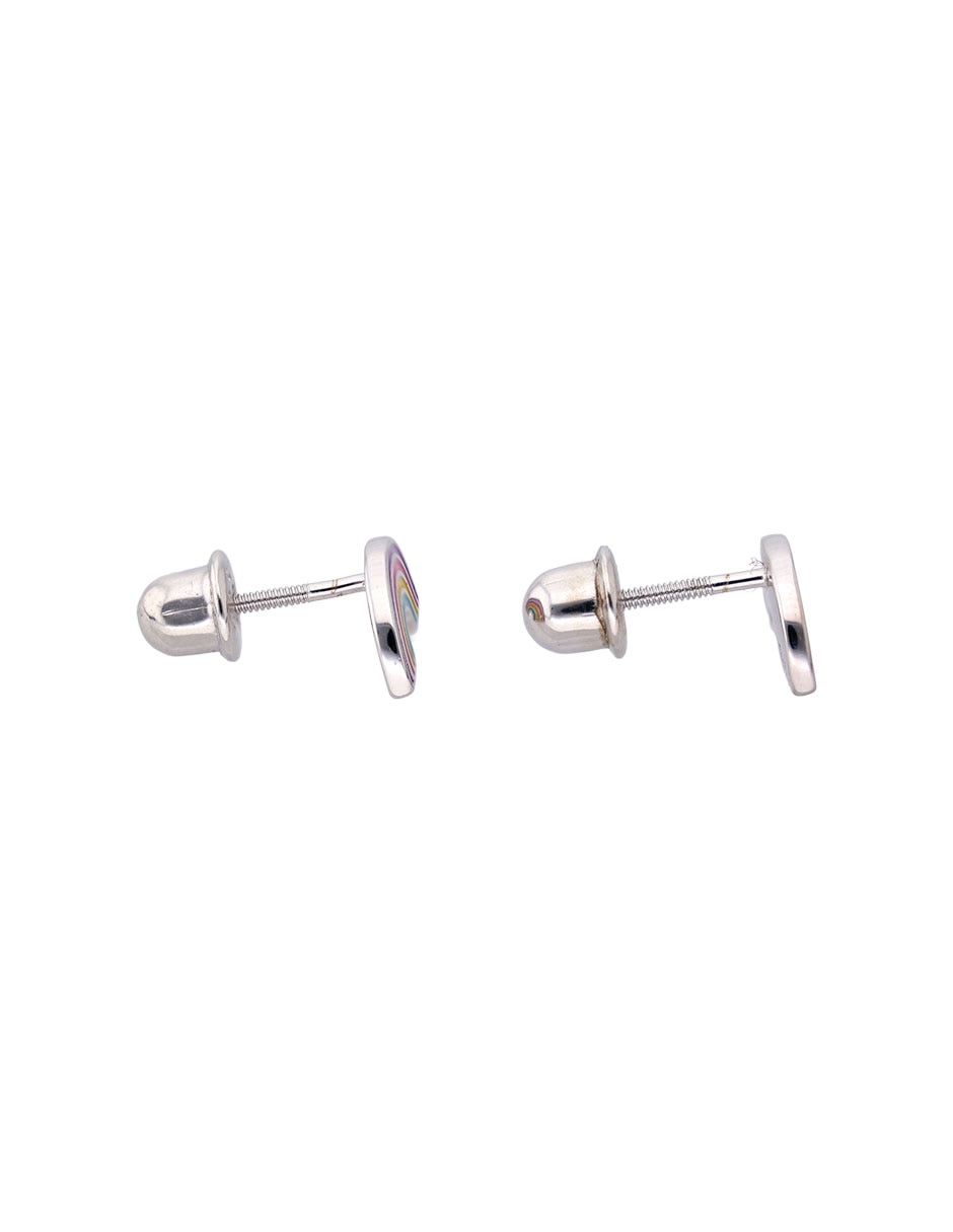Aretes cortos de arcoíris de plata P 925 con acabado pulido 3