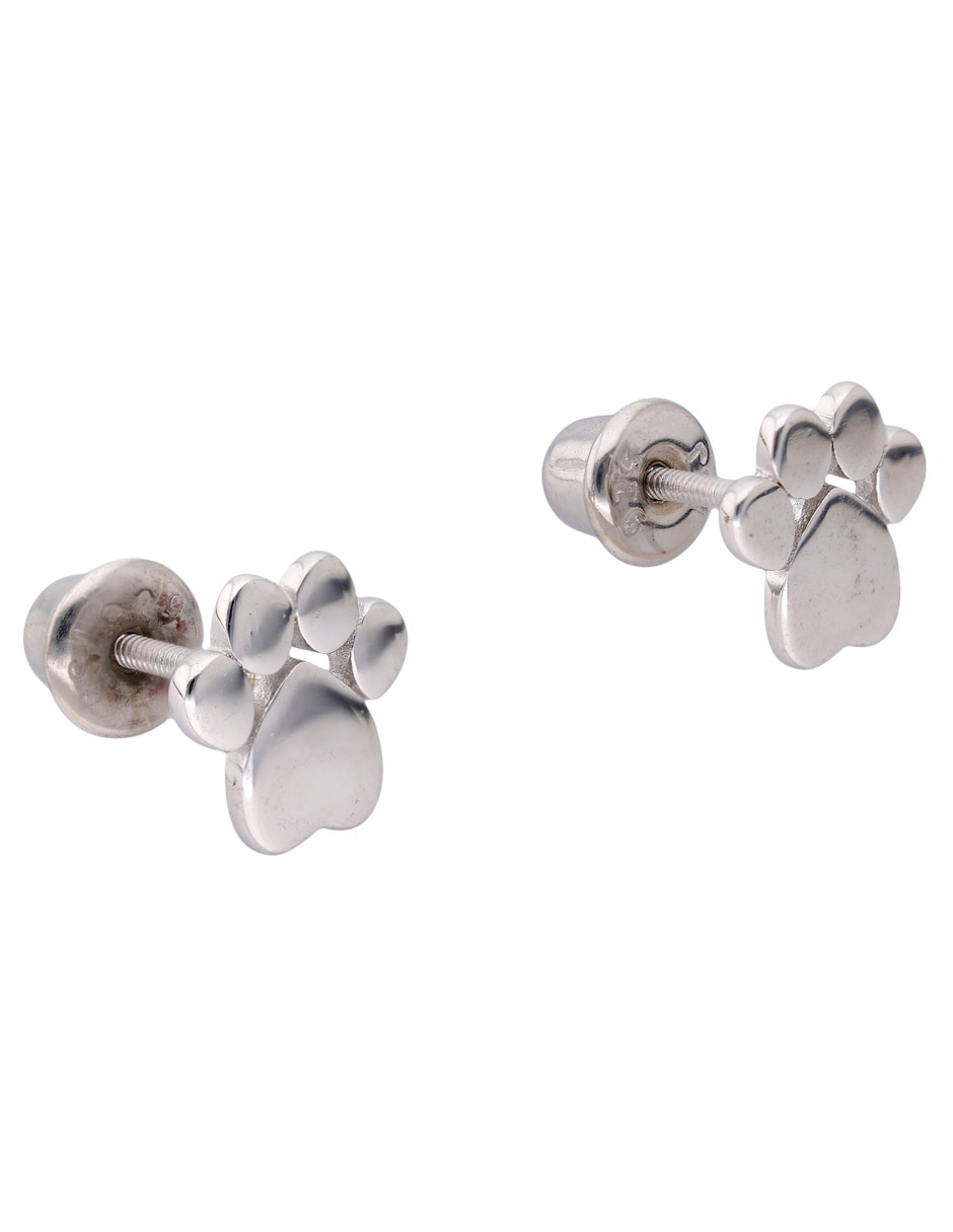 Aretes cortos de huella de plata P 925 con acabado pulido 2