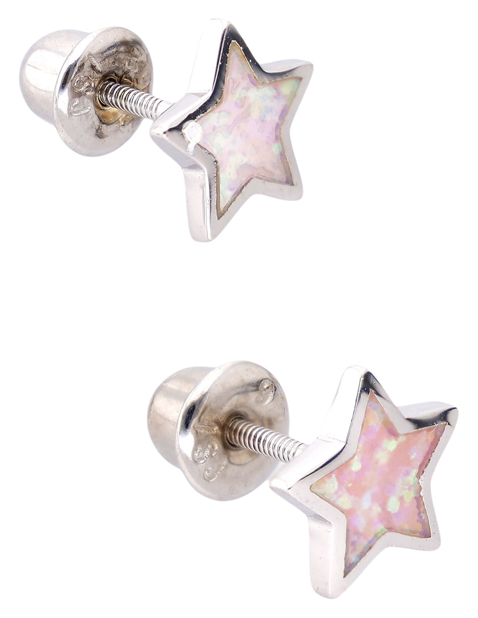 Aretes cortos de estrella de plata P 925 con acabado pulido 2