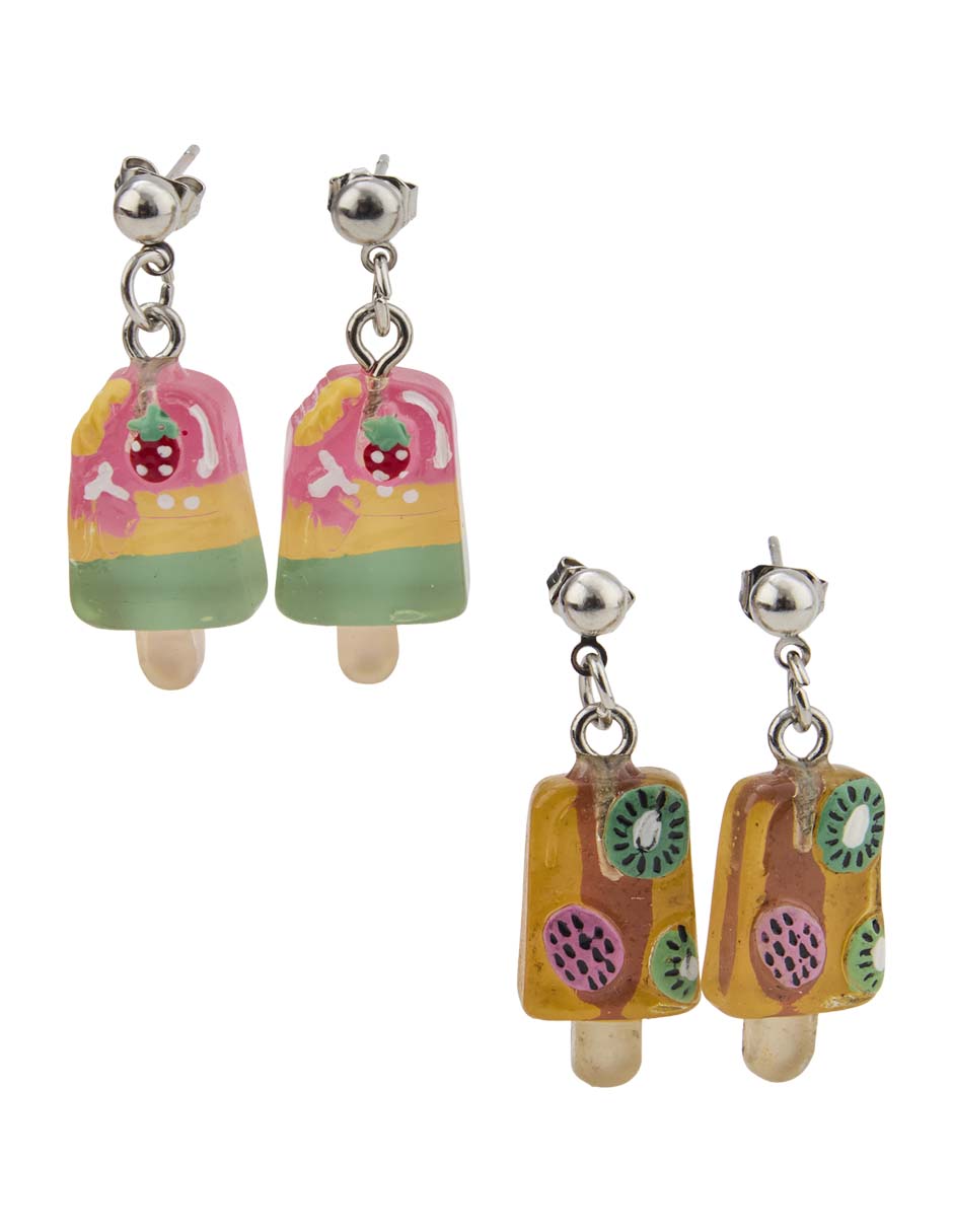 Set de aretes de paleta con acabado brillante