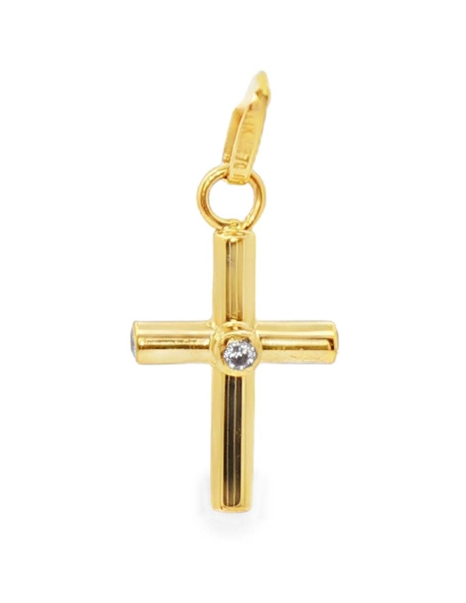Dije de cruz de oro amarillo 14 K zirconia Dije de cruz de oro amarillo 14 K zirconia