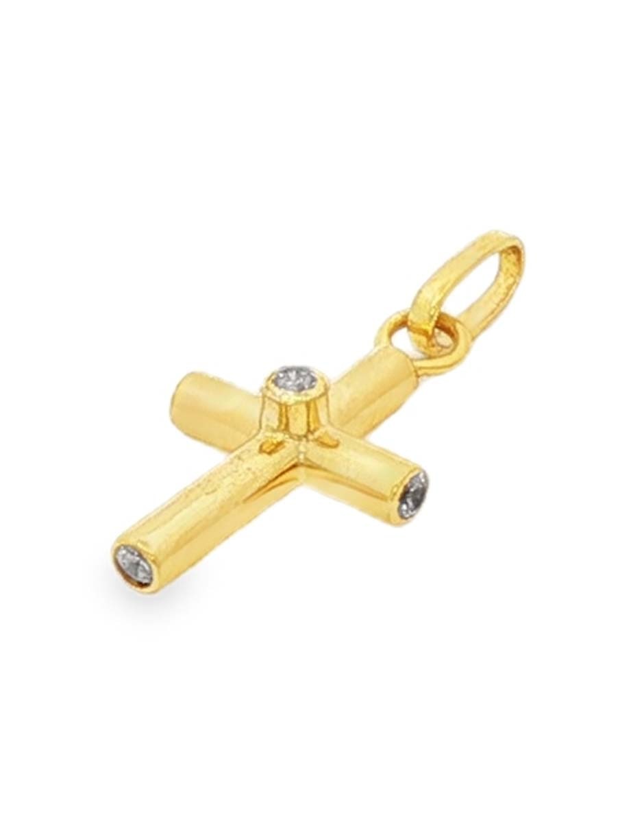 Dije de cruz de oro amarillo 14 K zirconia 2
