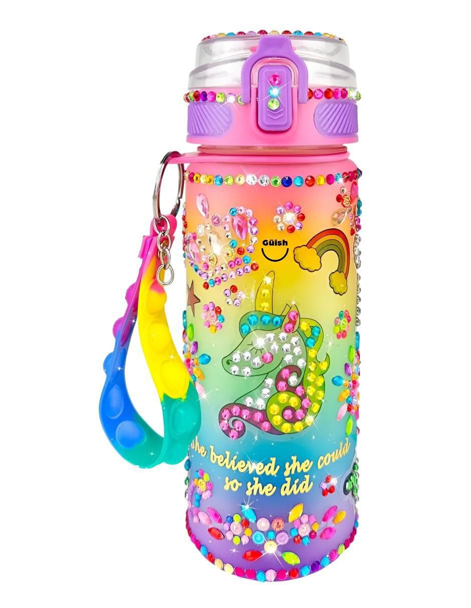 Botella de agua unicornio con tapa rosca 600 ml