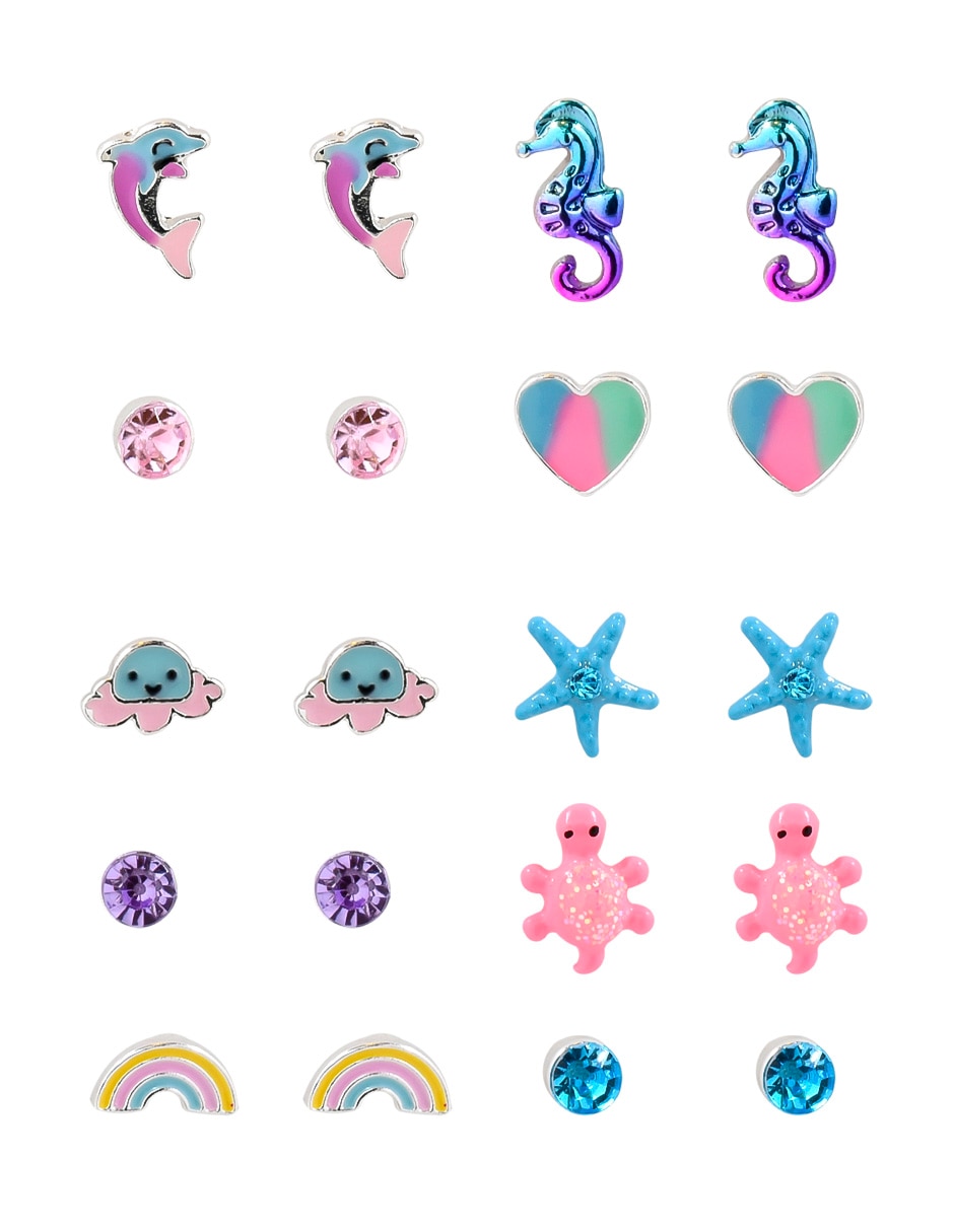 Set de aretes con acabado brillante fantasía