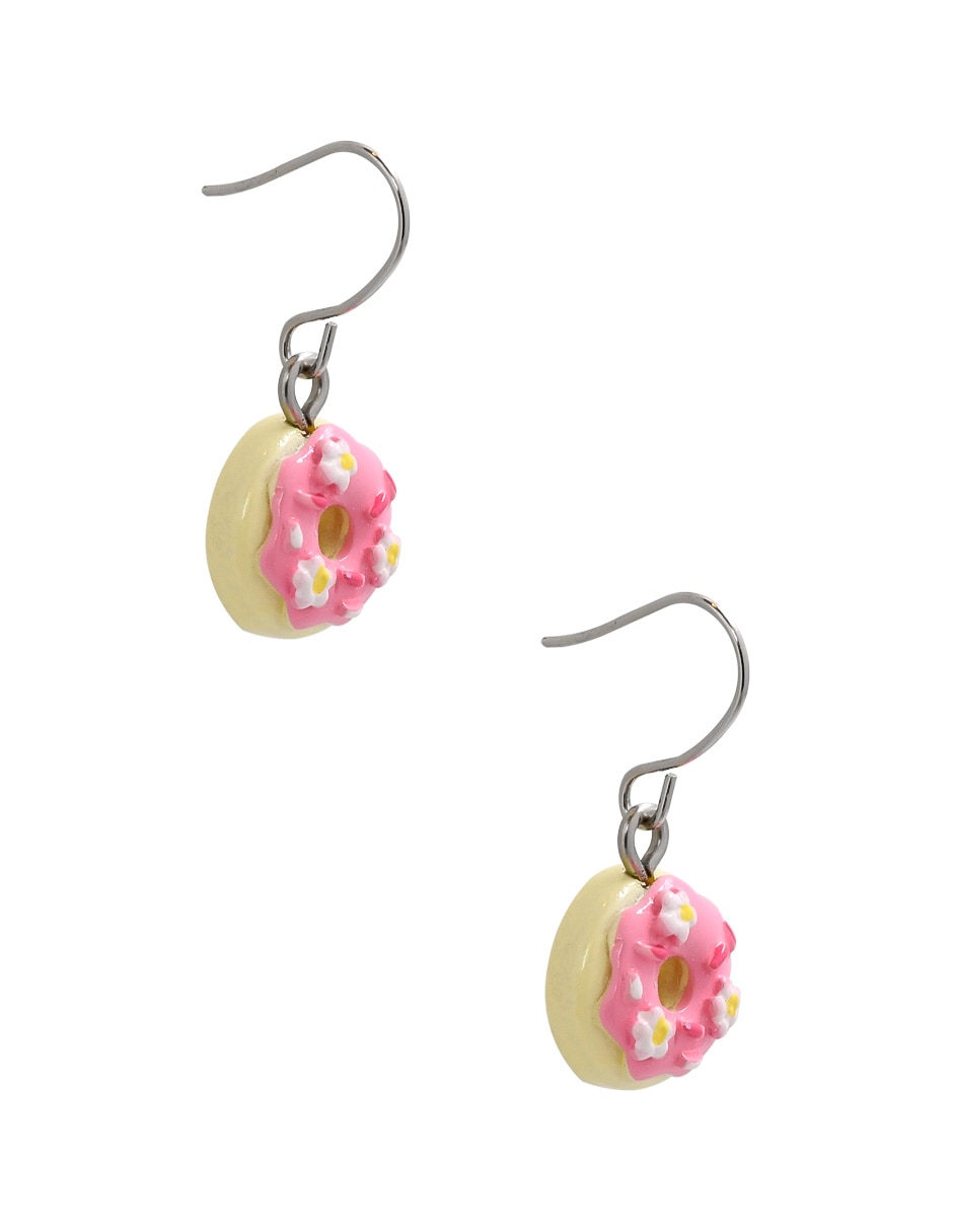Aretes largos forma de dona con acabado brillante 2
