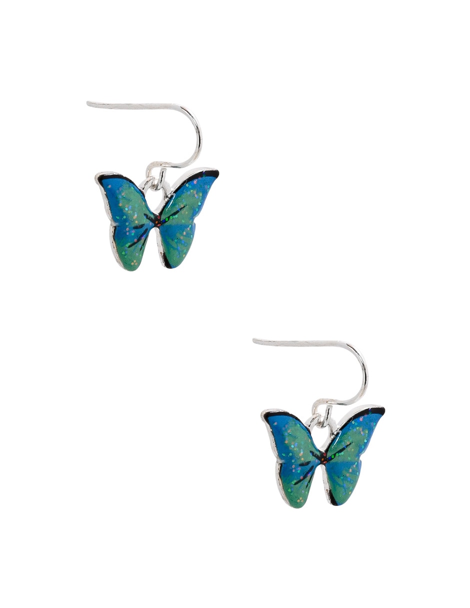 Aretes largos mariposa con acabado brillante fantasía 2