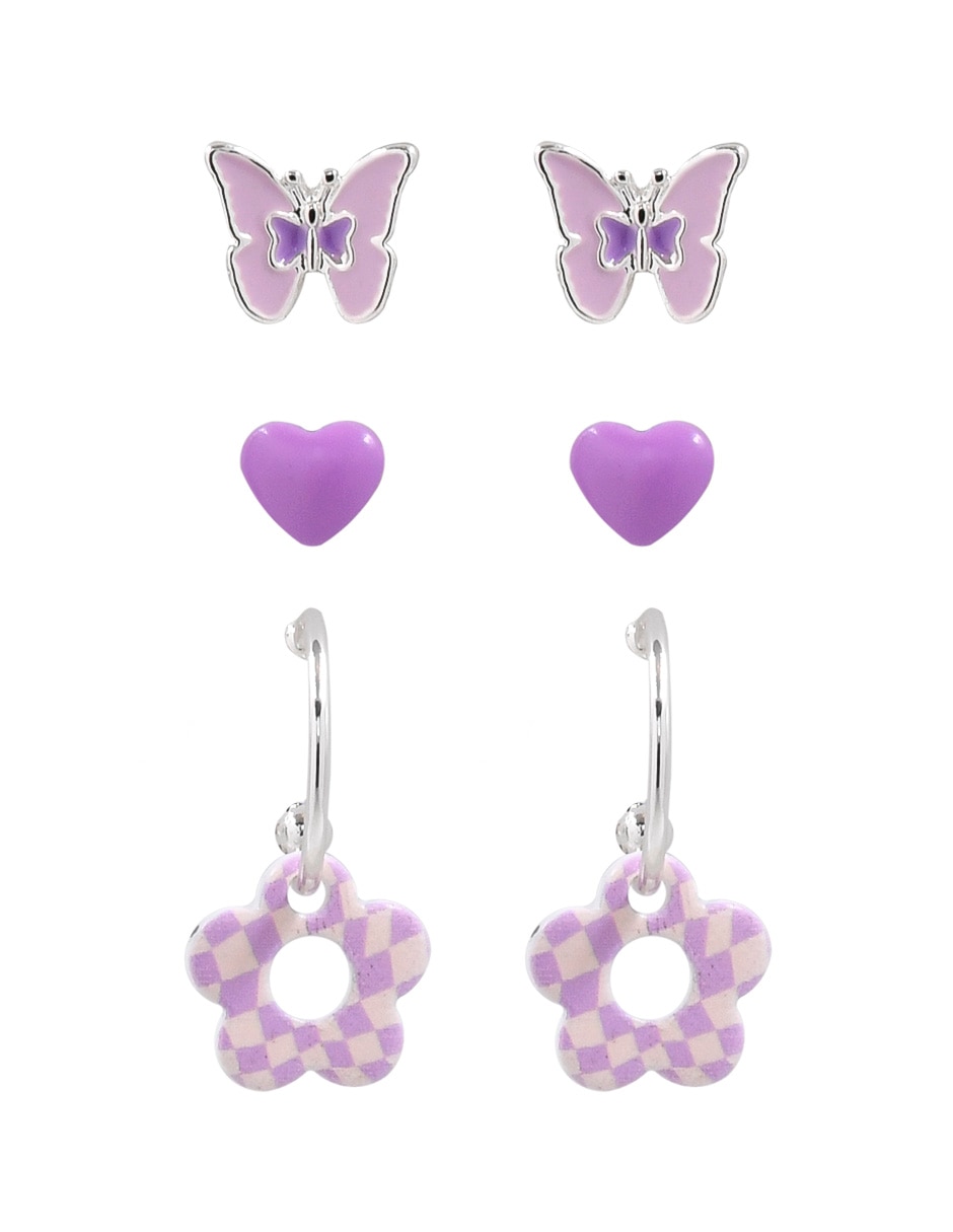 Set de aretes con acabado brillante Set de aretes con acabado brillante